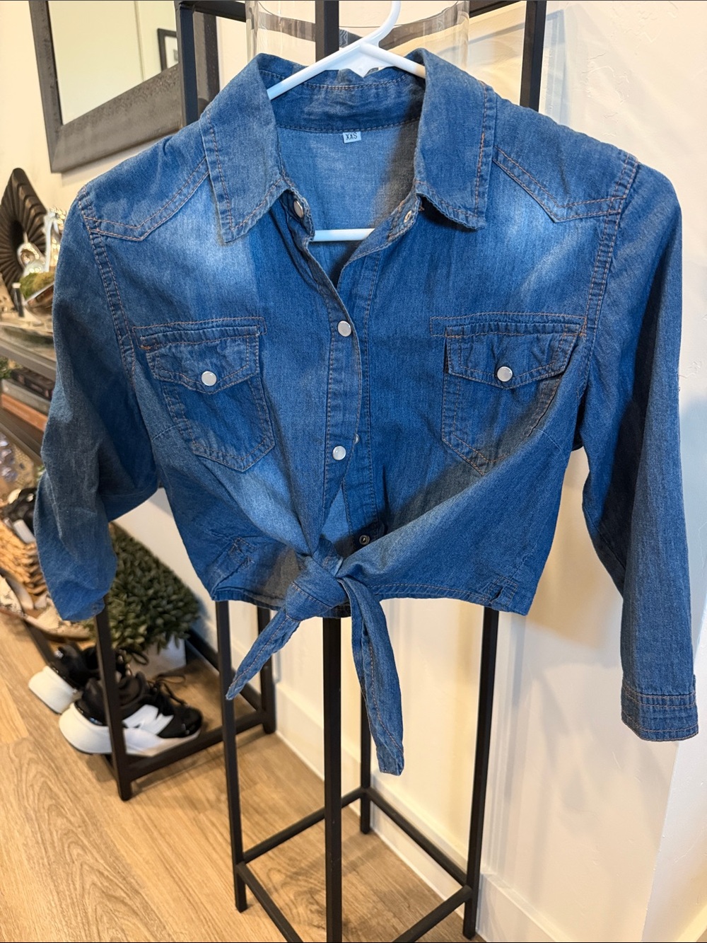Denim Tie-Front Shirt - Blue